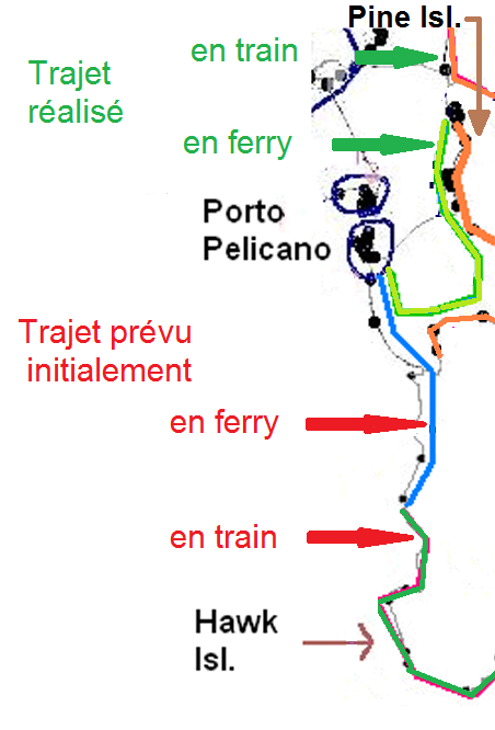 Carte du trajet en ferry