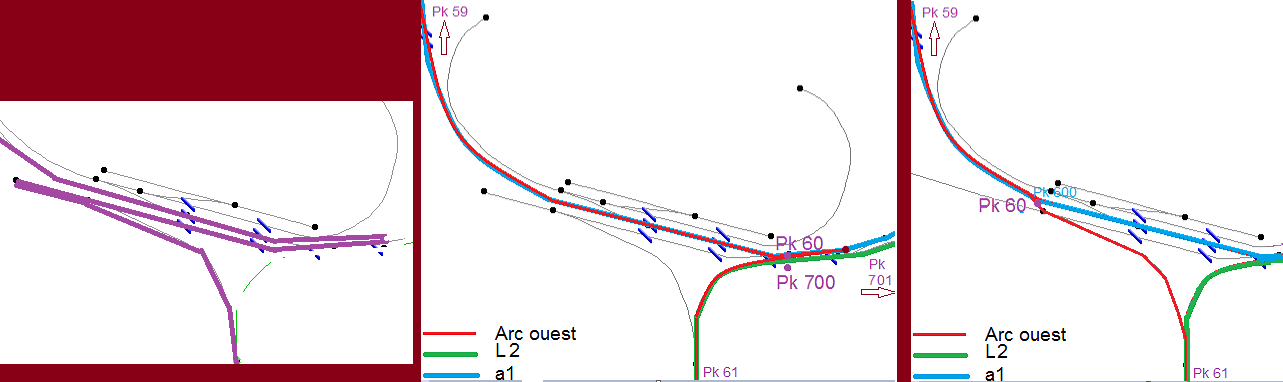 Carte des modifications de voies à Ñka Pesä