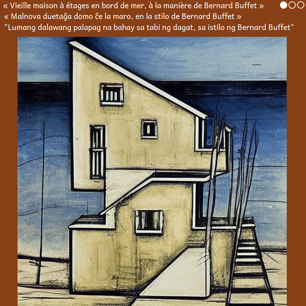 Trois vieilles maisons à la manière de Bernard Buffet 