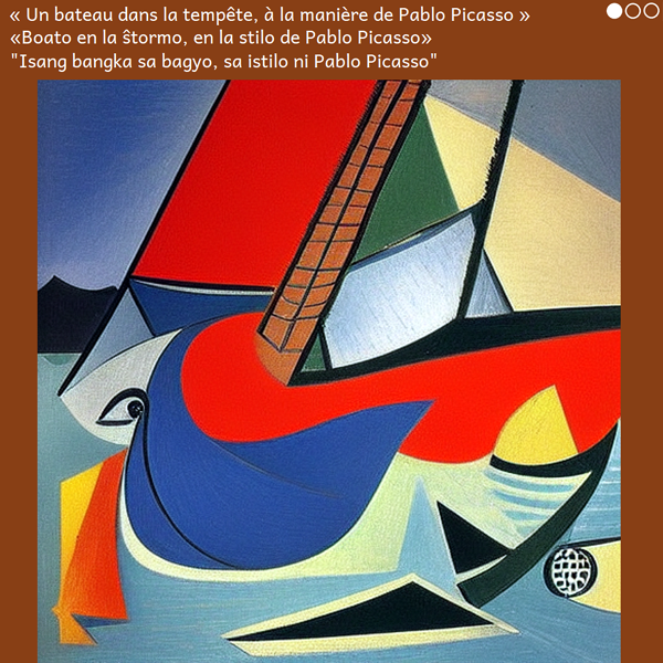 Trois images de bateau à la manière de Pablo Picasso